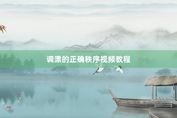 调漂的正确秩序视频教程
